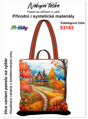 MOB Nákupní taška - podzimní dům panel se střihem náš tisk na objednávku