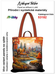 MOB Nákupní taška - podzimní dům panel se střihem náš tisk na objednávku