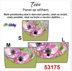 MOB Peněženka Tinka anemonky Panel se střihem - fotonávod v popisu produktu