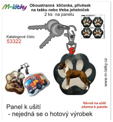 MOB Panel se střihem - 2 ks tvarovaná klíčenka (jehelníček, přívěsek na kabelku apod.) - boxer Tisk m-látky