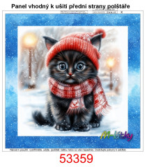 MOB Panel k ušití  - dekorativní polštář - kočka v kulichu výběr z variant