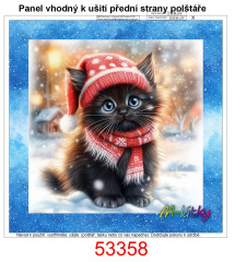 MOB Panel k ušití  - dekorativní polštář - kočka v kulichu výběr z variant