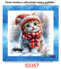 MOB Panel k ušití  - dekorativní polštář - kočka v kulichu výběr z variant