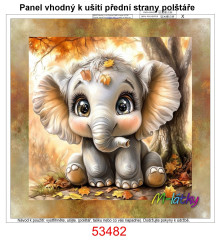 MOB Panel k ušití  - dekorativní polštář - slon výběr z variant