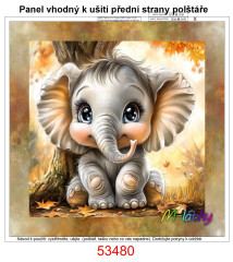 MOB Panel k ušití  - dekorativní polštář - slon výběr z variant