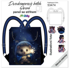 MOB Panel se střihem - Batoh Sirena - dvoukomorový překlápěcí batoh - ježek Kočárkovina - fotonávod v popisu produktu