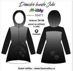 MOB F - Panel se střihem dámská bunda Julie - tlapky na šedém ombré Digitální tisk m-látky - výběr z variant  střih Fazonetka