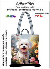 MOB Nákupní taška - maltézský psík panel se střihem náš tisk na objednávku