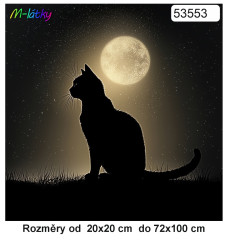 MOB Panel bez střihu - černá kočka s měsícem tisk na objednávku výběr z rozměrů a materiálů