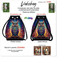 MOB Panel se střihem - Vakobag (crossbody vak nebo vak na záda) - sova s průchodkami nebo stahovací verze - fotonávod v popisu produktu - výběr z rozměrů
