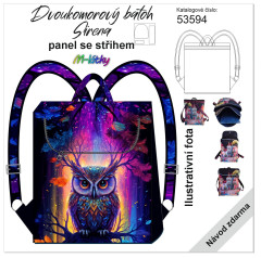 MOB Panel se střihem - Batoh Sirena - dvoukomorový překlápěcí batoh - sova Kočárkovina - fotonávod v popisu produktu