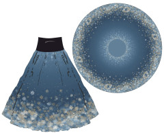 OB Pane kolová sukně  - modrá vánoční (nejedná se o zlatotisk) tisk na objednávku – výběr z rozměrů od 60 do 145 cm a  materiálů