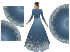 OB Panel půlkolová sukně dvoudílná nebo jednodílná  vánoční modrá nejedná se o zlatotisk tisk na objednávku výběr z rozměrů a materiálů