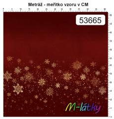 OB Metráž  vánoční vločky (nejedná se o zlatotisk) - opakování po cca 60ti cm náš tisk na objednávku – výběr z materiálů