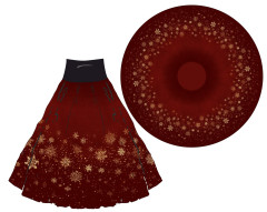 OB Pane kolová sukně  - vánoční vločky (nejedná se o zlatotisk) tisk na objednávku – výběr z rozměrů od 60 do 145 cm a  materiálů