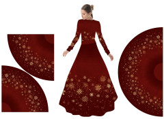 OB Panel půlkolová sukně dvoudílná nebo jednodílná  vánoční vločky nejedná se o zlatotisk tisk na objednávku výběr z rozměrů a materiálů