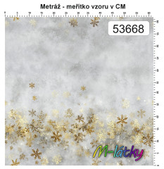 OB Metráž  vánoční vločky (nejedná se o zlatotisk) - opakování po cca 60ti cm náš tisk na objednávku – výběr z materiálů