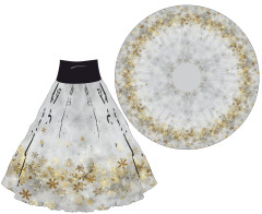 OB Pane kolová sukně  - vánoční vločky (nejedná se o zlatotisk) tisk na objednávku – výběr z rozměrů od 60 do 145 cm a  materiálů