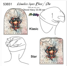 OB UNI Homeless čepice Star/Klasic - nákrčník - motýlí víla Panel se střihem - náš tisk na objednávku