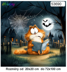 OB Panel - výběr z rozměrů - kocour čtenář hororů Materiál - výběr z variant