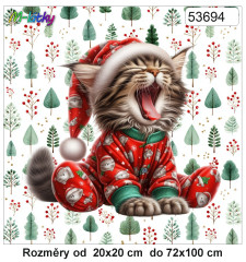 MOB Panel - výběr z rozměrů - ospalá vánoční zvířátka- mainská mývalí kočka Materiál - výběr z variant