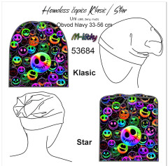 MOB UNI Homeless čepice Star/Klasic - nákrčník - strašidelní smajlíci Panel se střihem - náš tisk na objednávku