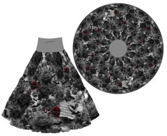 OB Panel kolová sukně  - ples upírů (gothic růže, noty, housle,netopýři) tisk na objednávku – výběr z rozměrů od 60 do 145 cm a  materiálů