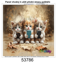 MOB Panel k ušití  - dekorativní polštář - koťata s mobily výběr z variant