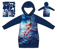 OB F - Panel se střihem - dámské mikinošaty SPORT XS - XXXL - namrzlé jeřabiny Digitální tisk m-látky - výběr z variant  střih Fazonetka