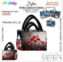 MOB Panel se střihem  - Plážová taška Žofka výběr z rozměrů - vlčí máky