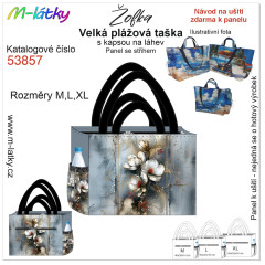 MOB Panel se střihem  - Plážová taška Žofka výběr z rozměrů - malované květy