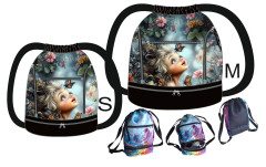 MOB B Panel sportovní stahovací vak (batoh) s dvojitým dnem OZZY - dívka s motýlem fotonávod v popisu produktu - výběr z rozměrů