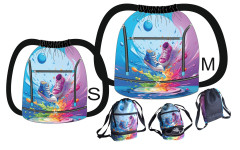 MOB B Panel sportovní stahovací vak (batoh) s dvojitým dnem OZZY - barevné tenisky fotonávod v popisu produktu - výběr z rozměrů