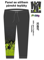 MOB F - Panel pánské klasické tepláky - zelená abstrakce Panel k ušití - vlastní sublimační tisk na objendávku