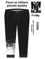 MOB F - Panel pánské klasické tepláky - šedá abstrakce Panel k ušití - vlastní sublimační tisk na objendávku