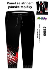 MOB F - Panel pánské klasické tepláky - červená abstrakce Panel k ušití - vlastní sublimační tisk na objendávku