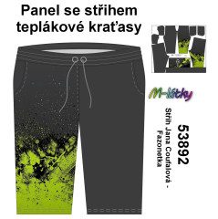 MOB F - Panel pánské krátké tepláky (teplákové kraťasy) - zelená abstrakce Panel k ušití - vlastní sublimační tisk na objendávku