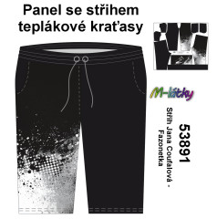 MOB F - Panel pánské krátké tepláky (teplákové kraťasy) - šedá abstrakce Panel k ušití - vlastní sublimační tisk na objendávku