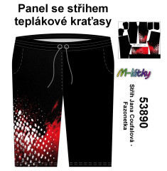MOB F - Panel pánské krátké tepláky (teplákové kraťasy) - červená abstrakce Panel k ušití - vlastní sublimační tisk na objendávku