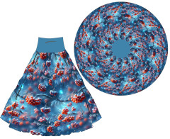 OB Panel kolová sukně  - namrzlé jeřabiny tisk na objednávku – výběr z rozměrů od 60 do 145 cm a  materiálů