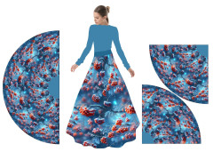 OB Panel půlkolová sukně dvoudílná nebo jednodílná namrzlé jeřabiny tisk na objednávku výběr z rozměrů a materiálů