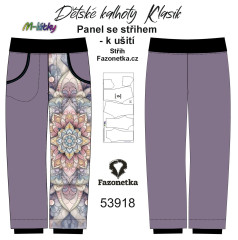 MOB F - Panel dětské kalhoty Klasik - pastelová mandala - výběr velikostí a materiálů - vlastní sublimační tisk - na objednávku