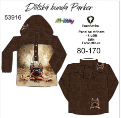 MOB F - Panel dětská bunda Parker 80-170 (střih Fazonetka) - německý ovčák - výběr velikostí a materiálů - vlastní sublimační tisk - na objednávku