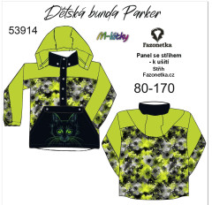 MOB F - Panel dětská bunda Parker 80-170 (střih Fazonetka) - kočičí hlava maskáč - výběr velikostí a materiálů - vlastní sublimační tisk - na objednávku