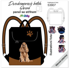 MOB Panel se střihem - Batoh Sirena - dvoukomorový překlápěcí batoh - kokršpaněl Kočárkovina - fotonávod v popisu produktu