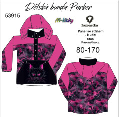 MOB F - Panel dětská bunda Parker 80-170 (střih Fazonetka) - kočičí hlava maskáč - výběr velikostí a materiálů - vlastní sublimační tisk - na objednávku
