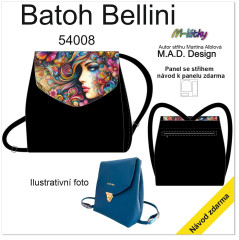 MOB D - Panel batoh Bellini + bonusový panel 23x23 cm - střih Martina Alblová - tvář v květech panel se setřihem tisk na objednávku
