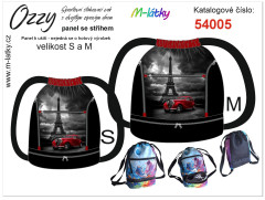 MOB B Panel sportovní stahovací vak (batoh) s dvojitým dnem OZZY červené retro auto u Eiffel fotonávod v popisu produktu - výběr z rozměrů