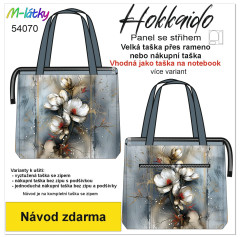 MOB Hokkaido  velká taška přes rameno/nákupní taška - malované květy Panel k ušití - náš tisk na objednávku