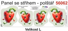 MOB Panel k ušití  - 3D dekorativní polštář velikost L - veselé ovoce a zelenina paprika výběr z variant